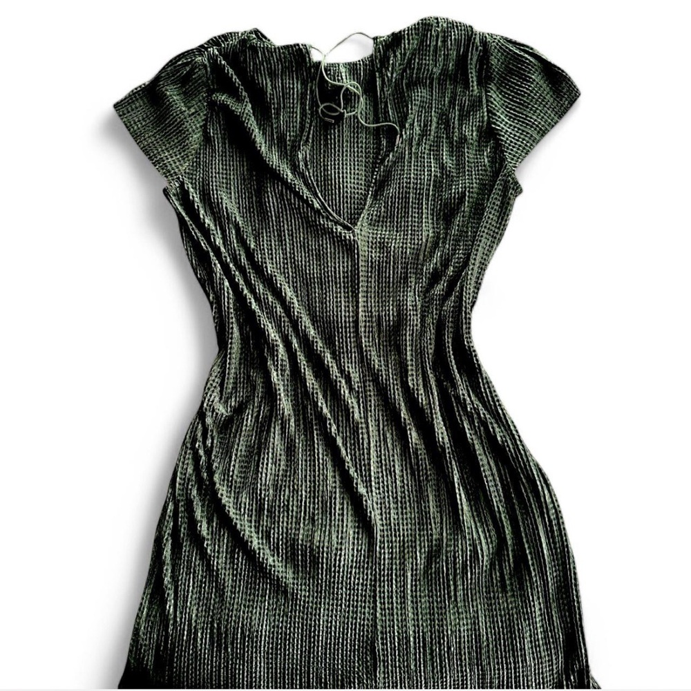 Sabina Musayev Maxi Long Green Shirin Pleated Dress Sz M